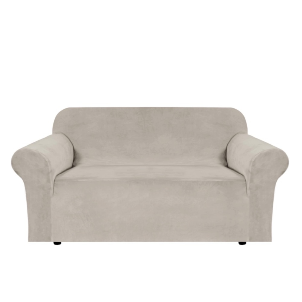 Elegant Cream Velvet Sofa Slipcover